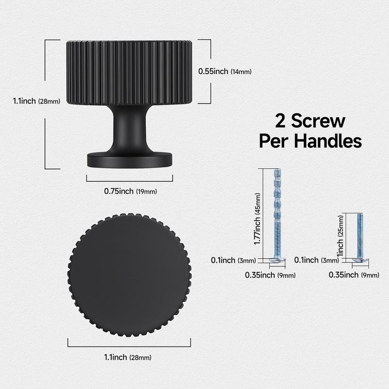 FAPUAL 20 Pack Matte Black Cabinet Knobs for Kitchen Cabinets and Dresser Drawers，Round Single Hole Hardware Handles Pulls，Cupboard Drawer Knob - Image 2